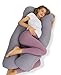 ZZZhen Pregnancy Pillow for Sleeping, U Shaped Maternity Pillow - 56 Inch with Grey Microfiber Removable Cover, Multi- Use and Support Back, Hips, Legs, Belly for Pregnant Women Sleeping