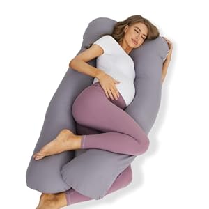 Pregnancy Pillow for Sleeping, U Shaped Maternity Pillow – 56 Inch with Grey Microfiber Removable Cover, Multi- Use and Support Back, HIPS, Legs, Belly for Pregnant Women Sleeping