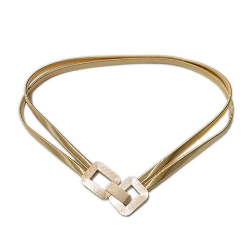 NOBRIM Women Girls Skinny Metal Cinch Belt Gold Waistband Elastic Waist Belt Vintage for Women Golden Dress Decor Waist Belt3