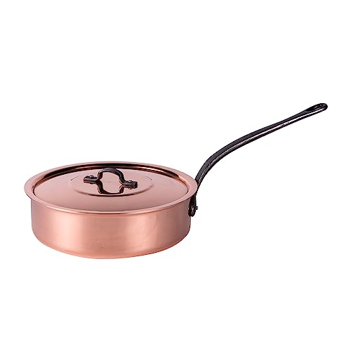 Baumalu 203012 Sauteuse + Couvercle en Cuivre Diamètre : 24 cm, Orange