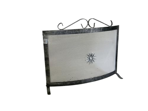 Parascintille fisso curvo 70x65cm in ferro battuto - Protezione da scintille per camini e stufe a legna