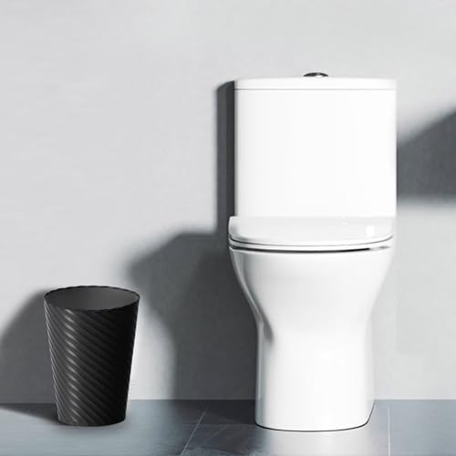 Image of Lysam Bathroom Trash Can, 3 Pack 1.8 Gallons Small Trash Can with Trash Bags, Bathroom Garbage Can, Plastic Trash Bin, Round Waste Basket for Bedroom, Office, Kitchen, Room, Compact Space (Black)