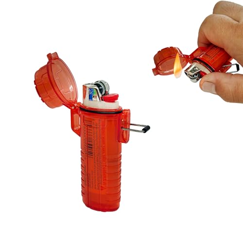 Waterproof Lighter Case- Case for Bic Outdoor (Variety Colors) (Red)