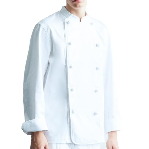 Amazon.co.jp: アルベ 長袖コックコート 兼用 綿100% 丈夫 組紐ボタン 飲食 厨房 レストラン 制服 ARBE CA114 C-1 ホワイト L