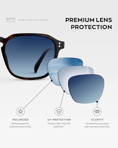 Image of WearMe Pro Men's Polarized Square Sunglasses - Wide Fit, Retro Style, UV400, Lightweight Frame for Driving & Daily Wear