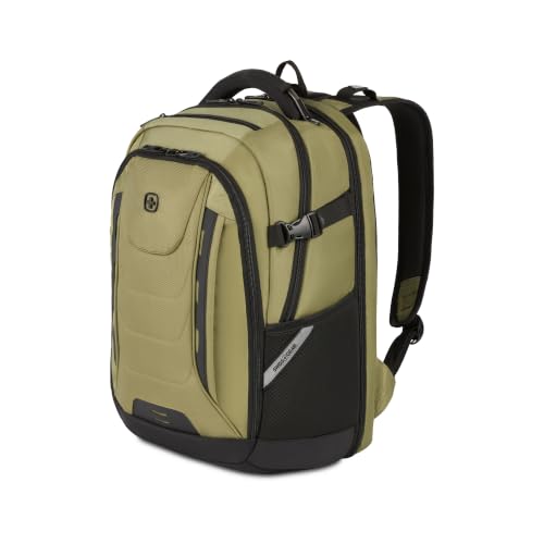 Image of SwissGear Travel Tech Pro Laptop Backpack - Fits Laptops up to 16 inch - ScanSmart TSA-Friendly Backpack with Multiple Organizer Pockets - Olive