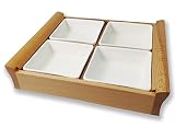 Jinsongdafa Wood Pallet Porcelain Divided Serving Dishes, Appetizer， Relish Tray, Serving Bowls for