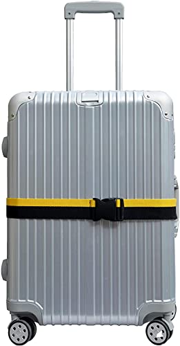 Lc.courage Adjustable Polyester Fiber Luggage Straps/Travel Bag Strap/Suitcase Belts (Black/Yellow 2Pack) #TOP1