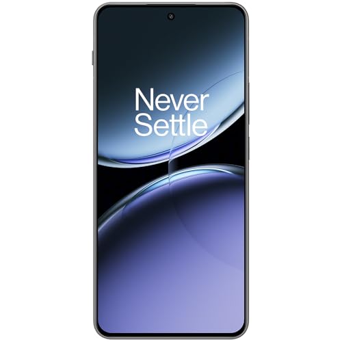 Vista frontal del OnePlus Nord 4 5G que muestra la pantalla con el texto 'Never Settle' y su diseño refinado.