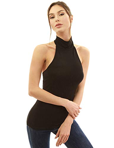 AmélieBoutik Women Halter Turtleneck Open Back Sleeveless Blouse Top4