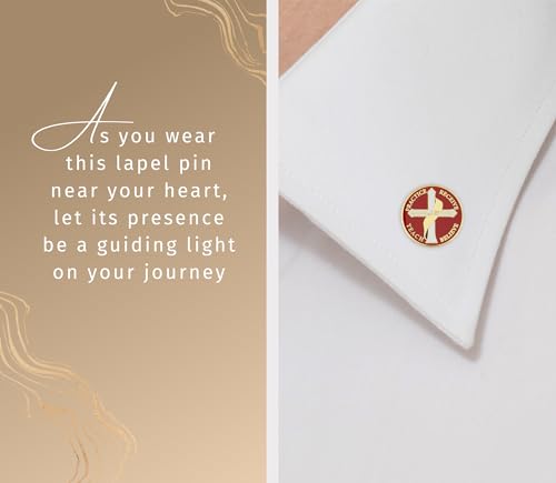 Image of Deacon Ordination Cross Pins For Men and Women - Gold Plated Deacon and Cross Pins For Lapel, Robe, Tie, Suit, Jacket, Hat - Catholic Deacon Cross Pin Set of 2 Items