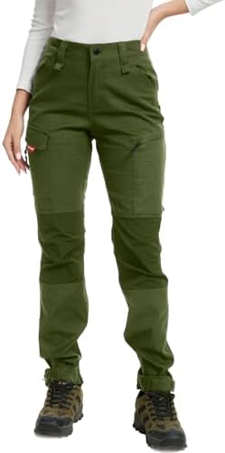 WORK IDEA Damen Wanderhose aus Baumwolle, Stretch-Slim Fit, wasserabweisend, verstellbare Hosenbeine, geeignet für Camping, Wandern & Gartenarbeit