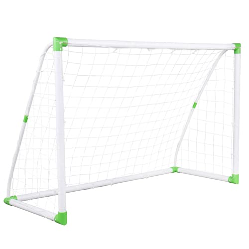 TactFire But de Football pour Enfants, Cage de Football en PVC pour intérieur et extérieur avec Filet et Pointes, Blanc et Vert 182x120x80cm Cover