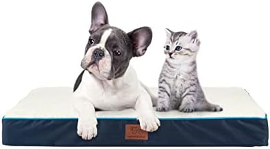 SunStyle Home Orthopedic Foam Dog Bed for Medium & Large Dogs Up to 75lbs with Waterproof Removable Cover, Mattress Pet Mat Bed for Dogs & Cats - Orthopedic Egg Crate Foam Platform, Dark Blue