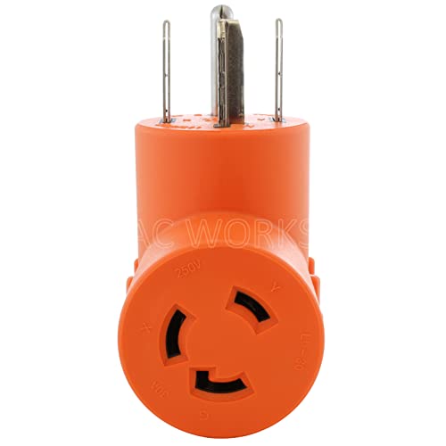 Ac Works 30 Amp 4-Prong Dryer Wall Outlet Adapter (To L6-30 30A 250V Locking) #TOP3