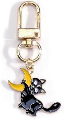 Black Cat Keychain Moon Keychain Cute Bag Charm Cat Gifts for Women Friends Coworker Birthday Christmas Halloween image 5