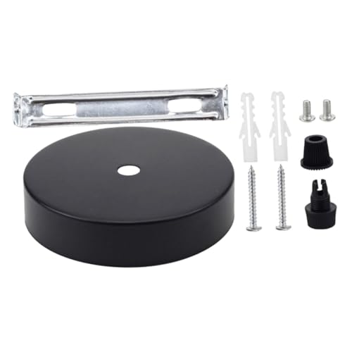 Homoyoyo Kit de Rosace de Plafond Fer et Cache Plafond Rond Noir Φ pour Suspension DIY Accessoire pour Luminaire Plafonnier Montage Simple et Pratique
