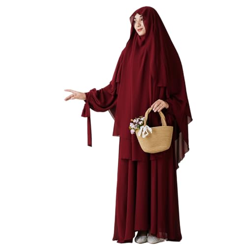 Muslim Abaya Dress For Women 2Piece Chiffon Hijab Abaya Dress