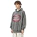 Cactus Pack Men's 3D Graphic Tooth Print Hooded Oversized Pure Cotton Vintage Featuring Front Pocket Long Sleeves Grey