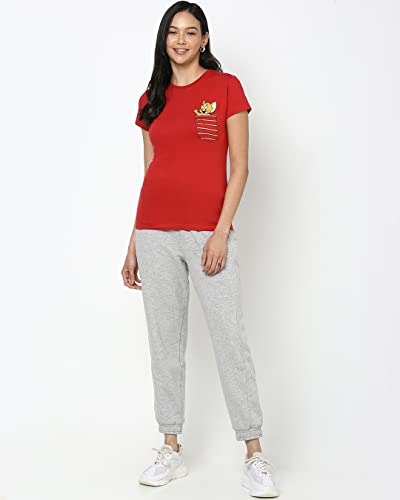 Image of Bewakoof Women's Tom & Jerry 100% Cotton T-Shirt - Slim Fit, Round Neck, Half Sleeves