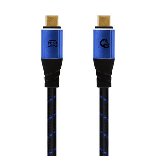 OEHLBACH GAMING New Game Blue - USB Type-C Kabel 40Gbps - bis 240W Power Delivery - dreifach geschirmt - vergoldete Kontakte - 75cm - Gaming Kabel mit Gewebemantel - blau/schwarz