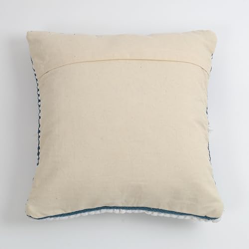 Image of TIB Premium Boho Decorative Throw Cushion Covers, 16 x 16 cm, Set of 2, Cotton. (White & Blue Cross)-230 TC