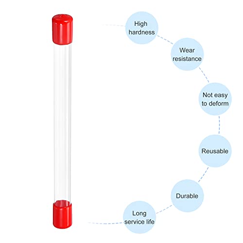 Image of PATIKIL Clear Rigid Tube Round Plastic Tubing with Red Rubber Caps Polycarbonate Water Pipe, 305mm / 12 Inch Length, 13mmx14mm /0.51 inchx0.55 inch, 1 Set