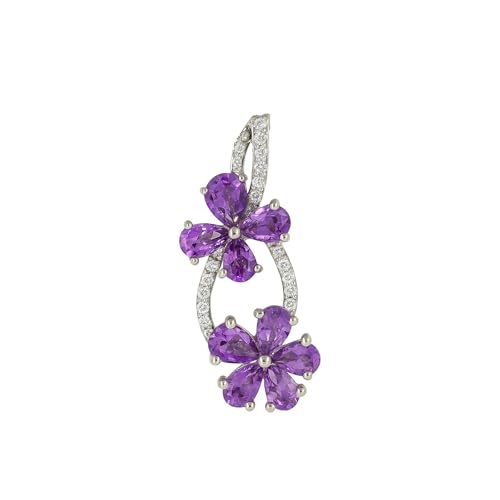 Améthystes naturelles et argent 925 sur un collier floral d'exception