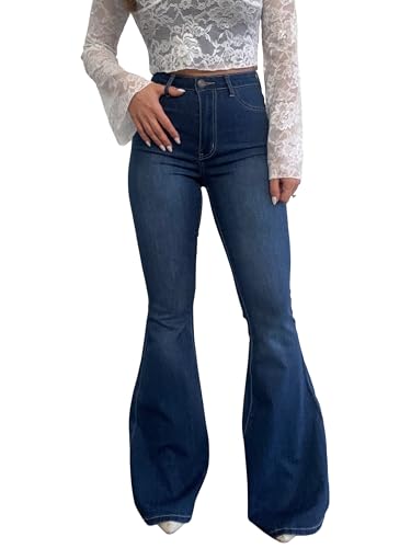 Willow Boutique High Waisted Bootcut Jeans for Women – Stretchy Bell Bottom Flare Pants | Bottoms for Women - Medium Wash