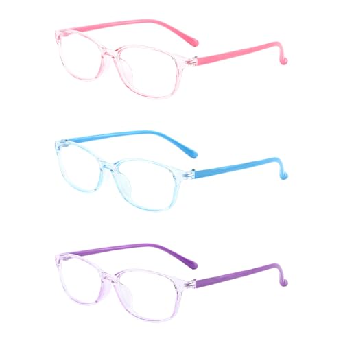 CVDYWDJIE 3 Piezas Gafas Infantiles Gafas Simples Monocromáticas Gafas De Lectura Gafas De Moda Para Niños Y Niñas Gafas Para Juegos De Computadora A Prueba De Luz