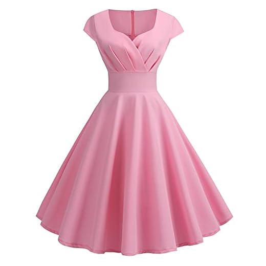 50-Tals Rockabilly-Klänningar För Kvinnor Hepburn-Stil Cocktailklänningar Vintage Retro Klänning Veckad Kjol Sexig Tutukjol Rosa+XXL