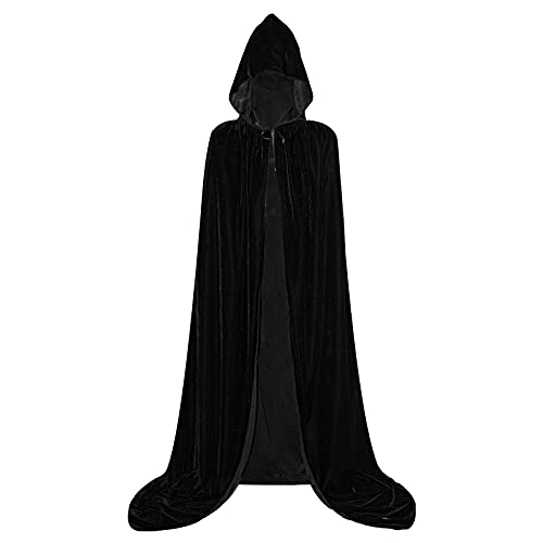 Pekelin Cape con Capucha,Capa de Terciopelo Unisex Capas de Halloween Disfraces de la Coleccin Cosplay Disfraz para Carnaval Navidad Halloween(Negro XL)