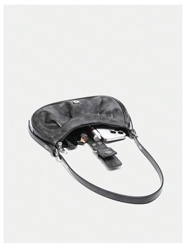 Verdusa Women's PU Leather Punk Rivet Shoulder Bags Vintage Handbag Purses4