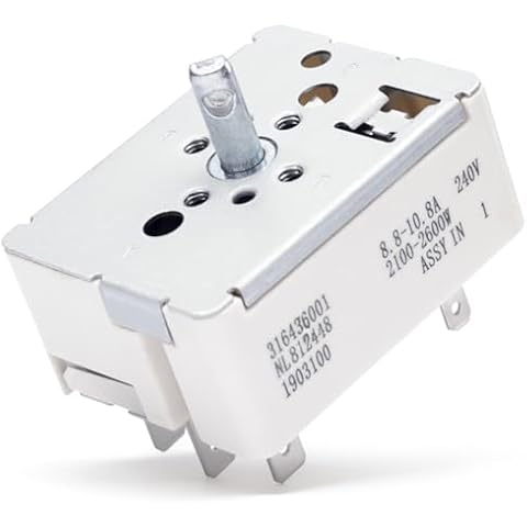 Dusledel 316436001 Range Surface Element Switch Replacement for Frigidaire Electric Stove 8 inch Surface Burner Infinite Switch Parts Replace 316021501 AP3885460 PS1145040 AH1145040 EA1145040 1155395 Cover