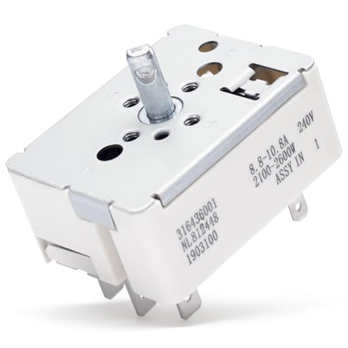 Dusledel 316436001 - Interruptor de repuesto para estufa eléctrica Frigidaire de 8 pulgadas, repuesto para quemador de superficie infinito, piezas de repuesto 316021501 AP3885460 PS1145040 AH1145040