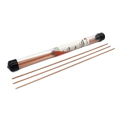 Fox Alloy 20pcs Copper Brazing Rods BCuP-2 (5/64") 2mm Phosphorus Round Self Fluxing Welding Brass Brazing Rod Sticks TIG Arc Pipes for Air Conditioner Refrigerators Pipe Gas (Bcup-2 20PCS) Cover