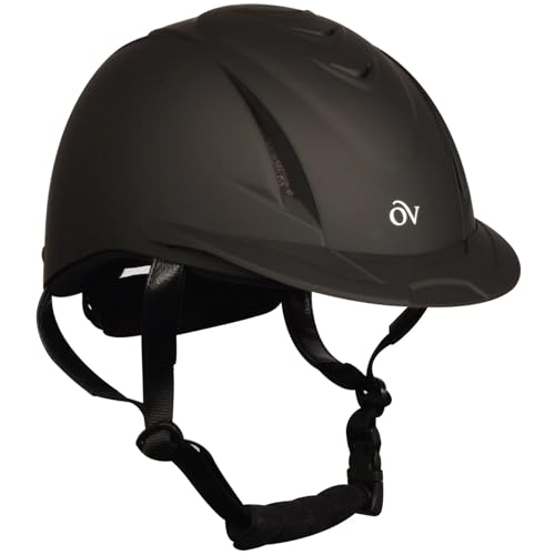 OVATION Unisex Deluxe Schooler Riding Helmet - Lightweight Breathable Adjustable Equestrian Safety Helmet w/Removable Liner, Black Black Vents, Medium/Large
