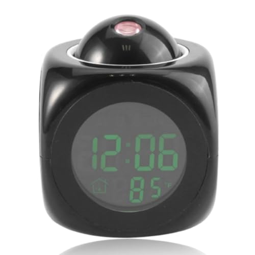 equlup LCD Clock, Electric Bedside Desk Clock Multi Function Digital LCD Wall Projection Voice Talking Temperature Display LED Alarm for Studying Room, Bed Room, Desks