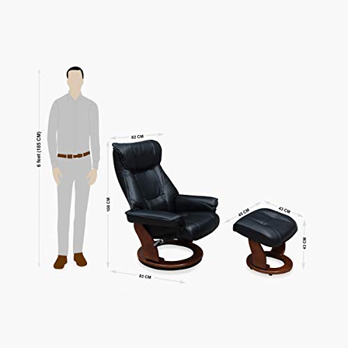 Image of Home Centre Silas Faux Leather 1-Seater Revolving Recliner with Footstool - Black