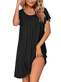 Ekouaer Donna Camicia da Notte Estiva Taglie Forti Pigiama da Notte Manica Corta Vestito da Notte Premaman Allattamento, Nero, XL