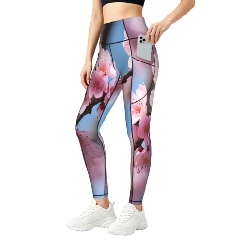 Pantalones de fitness para correr casuales y elásticos con flores