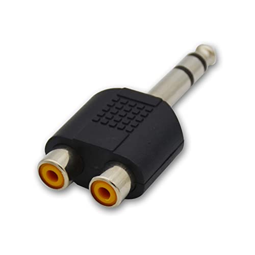 Adaptateur RCA vers 6,35 mm double femelle répartiteur pour mixeur stéréo