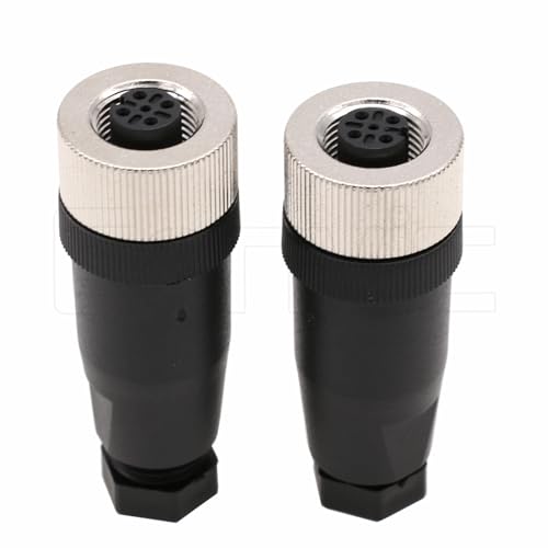 Image of M12 4 Pin Female Connector, 12mm A Code Industrial Circular Connector, Unshiled Field Assembly Wireable Sensor IP67 250V 4A AC /DC Straight 2pcs