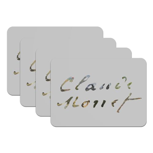 Sets de table Claude Monet paysage impressionniste grand format caoutchouc gris x4 - 2