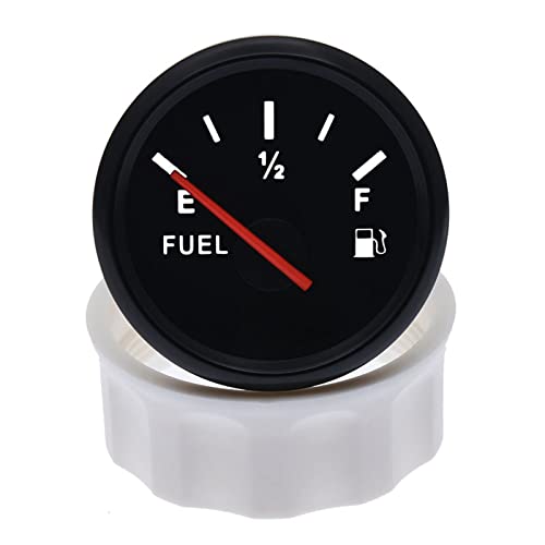 Geloo Auto Digital Kraftstoffstandanzeige 52mm 0~190 Ohm E-1/2-F für Motorrad Auto Boot 12V 24V mit Roter Hintergrundbeleuchtung IP67 Wasserdicht