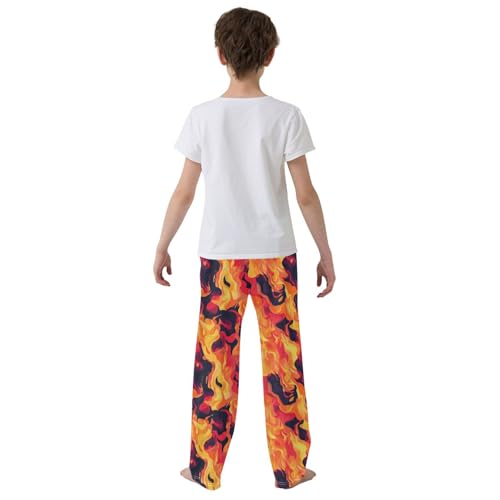Boys' Pants Orange Fire Flame Blaze Long Bottoms Jogger Pants Elastic Waist Trousers with Pockets S-XL3