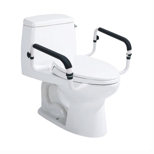 VEVOR Toilet Support Rail, 300LBS Support Toilet Seat Framework, Width Adjustable to Suit Various Toilets, Simple Set-Up, Toilet Grip Bars with Cushioned Armrests for Elderly, Disabled