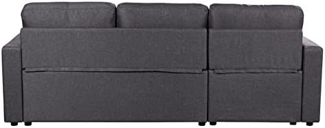 Miniatura 9 de BOWERY HILL Tela de lino gris oscuro reversible con almacenamiento