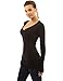 PattyBoutik Women V Neck Ribbed Tunic Knit Top (Black Medium)