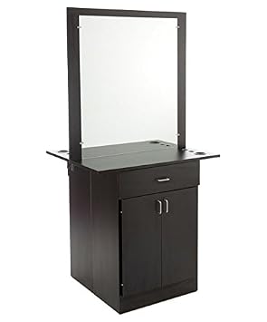 Buy-Rite Miami Double-Sided Salon Styling Station for 2 Stylists Dual 30"x36" Mirrors, Utility Drawers, Storage Cabinets with Adjustable Shelves, Customizable Appliance Holders, BR-MIAMIDOUBLE